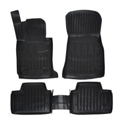 SCOUTT | 3D Tapis De Sol En Caoutchouc Premium Compatible Avec Bmw 3 (F30/F31) 2011-2019 5pcs, Système de Fixation, Bord Haut, Noir, Antidérapant, Facile à Nettoyer, Toutes Saisons