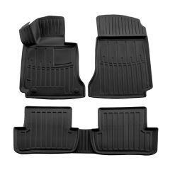 3D Tapis De Sol En Caoutchouc Premium Compatible Avec Mercedes C-Klasse W204 / S204 2007-2014, Système de Fixation, Bord Haut, Noir, Antidérapant, Facile à Nettoyer, Toutes Saisons