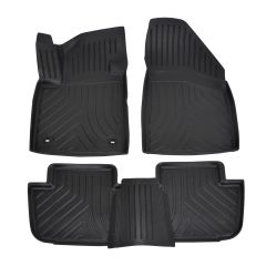 | 3D Tapis De Sol En Caoutchouc Premium Compatible Avec 4 EV depuis 2022 5pcs, Système de Fixation, Bord Haut, Noir, Antidérapant, Facile à Nettoyer, Toutes Saisons