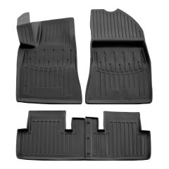 3D Tapis De Sol En Caoutchouc Premium Compatible Avec Tesla Model 3 depuis 2017 4pcs, Système de Fixation, Bord Haut, Noir, Antidérapant, Facile à Nettoyer, Toutes Saisons