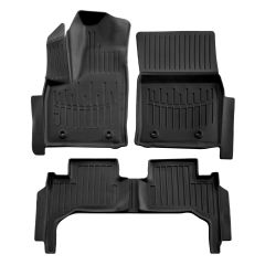 3D Tapis De Sol En Caoutchouc Premium Compatible Avec Land Rover Land Cruiser 300 depuis 2021 5pcs, Système de Fixation, Bord Haut, Noir, Antidérapant, Facile à Nettoyer, Toutes Saisons