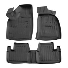 3D Tapis De Sol En Caoutchouc Premium Compatible Avec Volvo XC90 depuis 2014 5pcs, Système de Fixation, Bord Haut, Noir, Antidérapant, Facile à Nettoyer, Toutes Saisons
