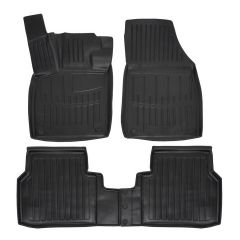 3D Tapis De Sol En Caoutchouc Premium Compatible Avec Skoda ENYAQ 4 depuis 2021 4pcs, Système de Fixation, Bord Haut, Noir, Antidérapant, Facile à Nettoyer, Toutes Saisons