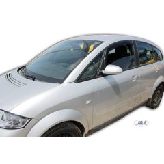 Heko Deflecteurs d'air Déflecteurs de Vent Compatible Avec Audi A2 5P. Berlina 2000-2005, Ensemble 2 pièces, Noir, Fumé, Aérodynamique, Montage facile