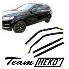 Heko Deflecteurs d'air Déflecteurs de Vent Compatible Avec Audi Q7 2005-2015, Ensemble 4 pièces, Noir, Fumé, Aérodynamique, Montage facile