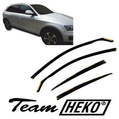 Heko Deflecteurs d'air Déflecteurs de Vent Compatible Avec Audi Q5 2008-2015, Ensemble 4 pièces, Noir, Fumé, Aérodynamique, Montage facile