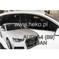 Heko Deflecteurs d'air Déflecteurs de Vent Compatible Avec Audi A4 B9 4-Porte 2015-2024, Ensemble 4 pièces, Noir, Fumé, Aérodynamique, Montage facile