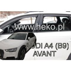 Heko Deflecteurs d'air Déflecteurs de Vent Compatible Avec Audi A4 B9 5P. Berlina 2015-2024 Break, Ensemble 4 pièces, Noir, Fumé, Aérodynamique, Montage facile