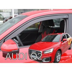 Heko Deflecteurs d'air Déflecteurs de Vent Compatible Avec Audi Q2 depuis 2016, Ensemble 2 pièces, Noir, Fumé, Aérodynamique, Montage facile