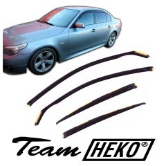 Heko Deflecteurs d'air Déflecteurs de Vent Compatible Avec Bmw 5 Series E60 4P. Berlina 2002-2010, Ensemble 4 pièces, Noir, Fumé, Aérodynamique, Montage facile