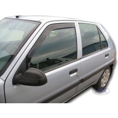 Heko Deflecteurs d'air Déflecteurs de Vent Compatible Avec Citroen Saxo 4-Porte 1996-1999, Ensemble 2 pièces, Noir, Fumé, Aérodynamique, Montage facile