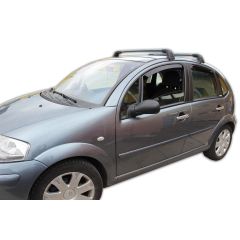 Heko Deflecteurs d'air Déflecteurs de Vent Compatible Avec Citroen C3 2002-2009, Ensemble 4 pièces, Noir, Fumé, Aérodynamique, Montage facile