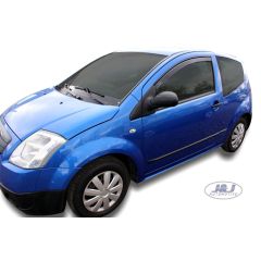 Heko Deflecteurs d'air Déflecteurs de Vent Compatible Avec Citroen C2 3P. Berlina 2003-2009, Ensemble 2 pièces, Noir, Fumé, Aérodynamique, Montage facile