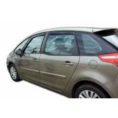 Heko Deflecteurs d'air Déflecteurs de Vent Compatible Avec Citroen C4 Picasso 5P. Berlina 2006-2013, Ensemble 4 pièces, Noir, Fumé, Aérodynamique, Montage facile