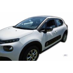Heko Deflecteurs d'air Déflecteurs de Vent Compatible Avec Citroen C3 3 5P. Berlina 2016-2023, Ensemble 4 pièces, Noir, Fumé, Aérodynamique, Montage facile