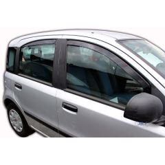 Heko Deflecteurs d'air Déflecteurs de Vent Compatible Avec Fiat Panda 2003-2012, Ensemble 4 pièces, Noir, Fumé, Aérodynamique, Montage facile