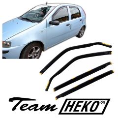 Heko Deflecteurs d'air Déflecteurs de Vent Compatible Avec Fiat Punto 2, 3, 5P. Berlina 1999-2011 Facelift, Ensemble 4 pièces, Noir, Fumé, Aérodynamique, Montage facile
