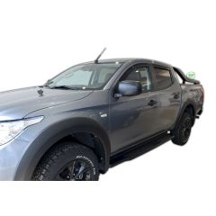 Heko Deflecteurs d'air Déflecteurs de Vent Compatible Avec Fiat Fullback depuis 2016, Ensemble 4 pièces, Noir, Fumé, Aérodynamique, Montage facile