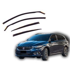 Heko Deflecteurs d'air Déflecteurs de Vent Compatible Avec Fiat Tipo 5P. Berlina depuis 2016 Break, Ensemble 4 pièces, Noir, Fumé, Aérodynamique, Montage facile