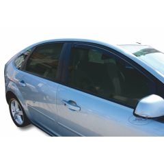 Heko Deflecteurs d'air Déflecteurs de Vent Compatible Avec Ford Focus 2 4P. Berlina, Tricorps 2005-2010, Ensemble 2 pièces, Noir, Fumé, Aérodynamique, Montage facile