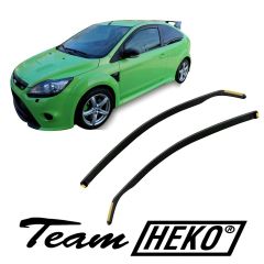Heko Deflecteurs d'air Déflecteurs de Vent Compatible Avec Ford FOCUS 3P. Berlina depuis 2004 2pcs, Noir, Fumé, Aérodynamique, Montage facile