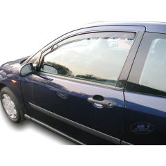 Heko Deflecteurs d'air Déflecteurs de Vent Compatible Avec Ford Focus 1 3P. Berlina 1999-2005, Ensemble 2 pièces, Noir, Fumé, Aérodynamique, Montage facile