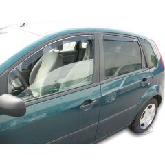 Heko Deflecteurs d'air Déflecteurs de Vent Compatible Avec Ford Fiesta 5P. Berlina 2002-2008, Ensemble 4 pièces, Noir, Fumé, Aérodynamique, Montage facile