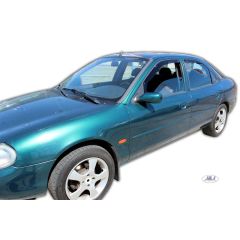 Heko Deflecteurs d'air Déflecteurs de Vent Compatible Avec Ford Mondeo 2 4P. Berlina, Tricorps 1996-2000, Ensemble 4 pièces, Noir, Fumé, Aérodynamique, Montage facile