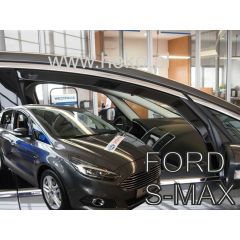 Heko Deflecteurs d'air Déflecteurs de Vent Compatible Avec Ford S-Max 2 2016-2023, Ensemble 2 pièces, Noir, Fumé, Aérodynamique, Montage facile