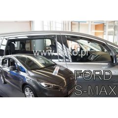 Heko Deflecteurs d'air Déflecteurs de Vent Compatible Avec Ford S-Max 2 2016-2023, Ensemble 4 pièces, Noir, Fumé, Aérodynamique, Montage facile