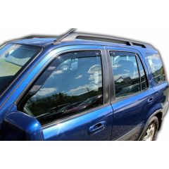 Heko Deflecteurs d'air Déflecteurs de Vent Compatible Avec Honda CRV, CR-V 1997-2002, Ensemble 4 pièces, Noir, Fumé, Aérodynamique, Montage facile