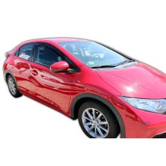 Heko Deflecteurs d'air Déflecteurs de Vent Compatible Avec Honda Civic IX 5P. Berlina 2012-2016 5P. Berlina / Break, Ensemble 2 pièces, Noir, Fumé, Aérodynamique, Montage facile