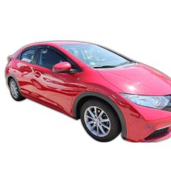 Heko Deflecteurs d'air Déflecteurs de Vent Compatible Avec Honda Civic 5P. Berlina 2012-2016, Ensemble 4 pièces, Noir, Fumé, Aérodynamique, Montage facile