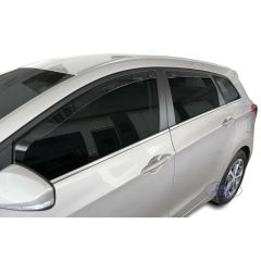 Heko Deflecteurs d'air Déflecteurs de Vent Compatible Avec Hyundai I30 CW 2012-2017 5P. Berlina, Ensemble 4 pièces, Noir, Fumé, Aérodynamique, Montage facile