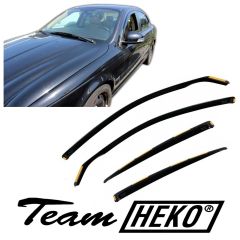Heko Deflecteurs d'air Déflecteurs de Vent Compatible Avec Jaguar X-Type 4-Porte 2001-2009, Ensemble 2 pièces, Noir, Fumé, Aérodynamique, Montage facile