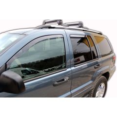 Heko Deflecteurs d'air Déflecteurs de Vent Compatible Avec Jeep Grand Cherokee 1999-2005, Ensemble 4 pièces, Noir, Fumé, Aérodynamique, Montage facile
