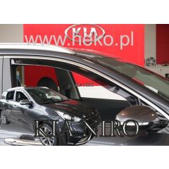 Heko Deflecteurs d'air Déflecteurs de Vent Compatible Avec Kia Niro 2016-2022, Ensemble 2 pièces, Noir, Fumé, Aérodynamique, Montage facile