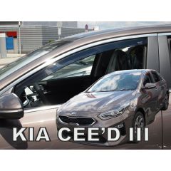 Heko Deflecteurs d'air Déflecteurs de Vent Compatible Avec Kia CEED 5P. Berlina depuis 2018 2pcs, Noir, Fumé, Aérodynamique, Montage facile