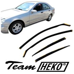 Heko Deflecteurs d'air Déflecteurs de Vent Compatible Avec Mercedes C-Klasse 4P. Berlina 4-Porte 2000-2007, Ensemble 4 pièces, Noir, Fumé, Aérodynamique, Montage facile