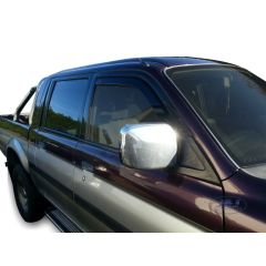 Heko Deflecteurs d'air Déflecteurs de Vent Compatible Avec Mitsubishi L-200 4-Porte 1999-2006, Ensemble 2 pièces, Noir, Fumé, Aérodynamique, Montage facile