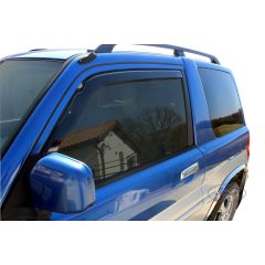 Heko Deflecteurs d'air Déflecteurs de Vent Compatible Avec Mitsubishi Pajero Pinin 3P. Berlina 1998-2007, Ensemble 2 pièces, Noir, Fumé, Aérodynamique, Montage facile