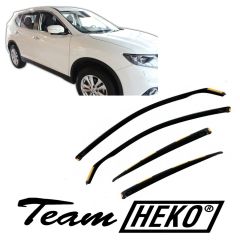 Heko Deflecteurs d'air Déflecteurs de Vent Compatible Avec Nissan X-Trail 3 T32 2013-2021, Ensemble 4 pièces, Noir, Fumé, Aérodynamique, Montage facile