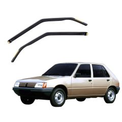 Heko Deflecteurs d'air Déflecteurs de Vent Compatible Avec Peugeot 205 4P. Berlina 1984-1998, Ensemble 2 pièces, Noir, Fumé, Aérodynamique, Montage facile