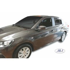 Heko Deflecteurs d'air Déflecteurs de Vent Compatible Avec Peugeot 301 4P. Berlina depuis 2013, Ensemble 4 pièces, Noir, Fumé, Aérodynamique, Montage facile