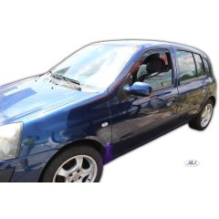 Heko Deflecteurs d'air Déflecteurs de Vent Compatible Avec Renault Clio 2 5P. Berlina 1998-2005, Ensemble 2 pièces, Noir, Fumé, Aérodynamique, Montage facile