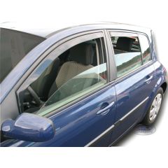 Heko Deflecteurs d'air Déflecteurs de Vent Compatible Avec Renault Megane 2, 5P. Berlina 2002-2008, Ensemble 4 pièces, Noir, Fumé, Aérodynamique, Montage facile