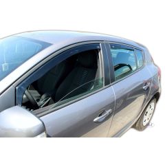 Heko Deflecteurs d'air Déflecteurs de Vent Compatible Avec Renault Megane 3, 5 Potres 2008-2016, Ensemble 4 pièces, Noir, Fumé, Aérodynamique, Montage facile