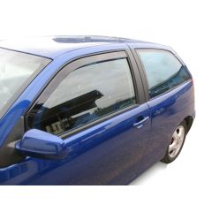 Heko Deflecteurs d'air Déflecteurs de Vent Compatible Avec Seat Ibiza 3 3P. Berlina 2002-2008, Ensemble 2 pièces, Noir, Fumé, Aérodynamique, Montage facile