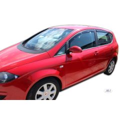 Heko Deflecteurs d'air Déflecteurs de Vent Compatible Avec Seat Toledo 2 5P. Berlina 2005-2009, Ensemble 4 pièces, Noir, Fumé, Aérodynamique, Montage facile