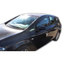 Heko Deflecteurs d'air Déflecteurs de Vent Compatible Avec Seat Leon 2 2005-2012, Ensemble 4 pièces, Noir, Fumé, Aérodynamique, Montage facile